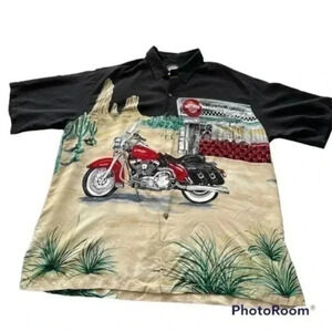 Harley Davidson Mens 2XL Motorcycle Desert Graphic Novelty Short Sleeve Shirt